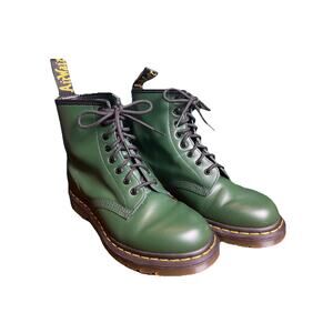 Dr. Martens 1460 Green Smooth Leather Lace Up Boots AirWair USMen6/UK5/EUR38